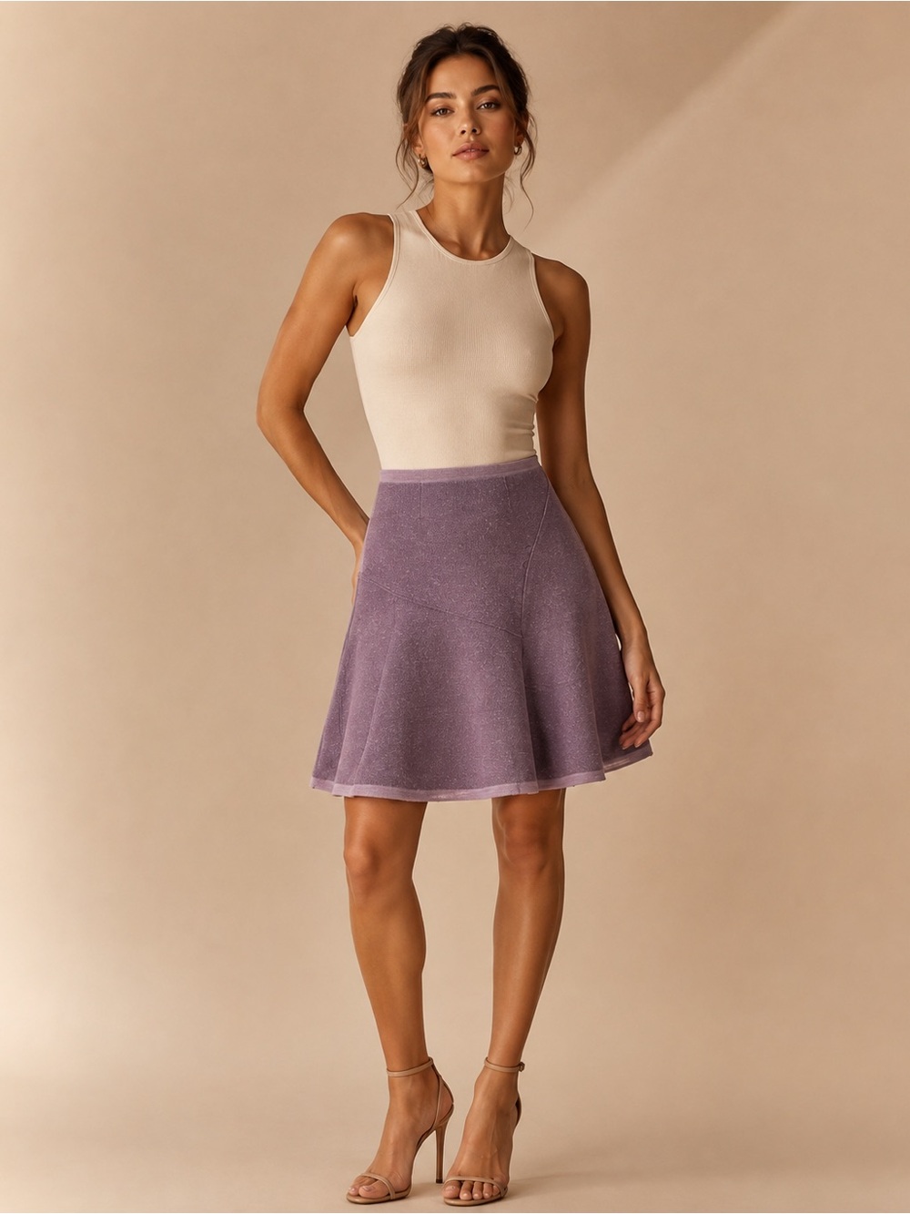 Lilac A-Line Knit Skirt